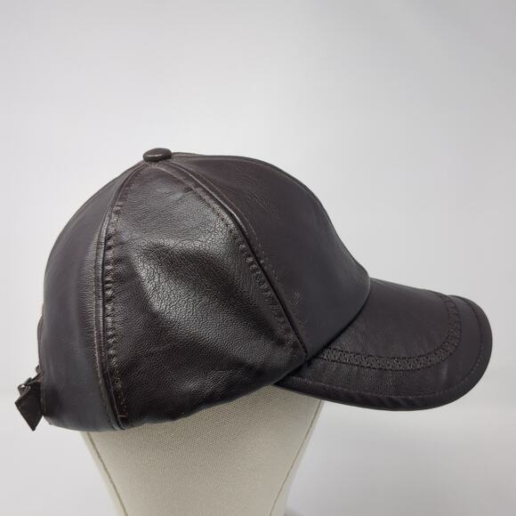 Fashion Style Baseball Cap Brown One Size Adjustable Faux Leather 6 Panel Blank - Picture 5 of 9